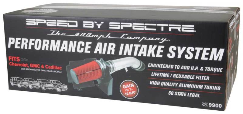 Spectre 99-07 GM Truck V8-4.8/5.3/6.0L F/I Air Intake Kit - Clear Anodized w/Red Filter