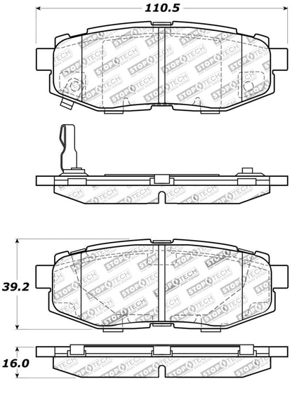 StopTech Performance 06-10 Subaru Legacy Sedan/Outback/13 BRZ / 13 Scion FR-S Rear Brake Pads