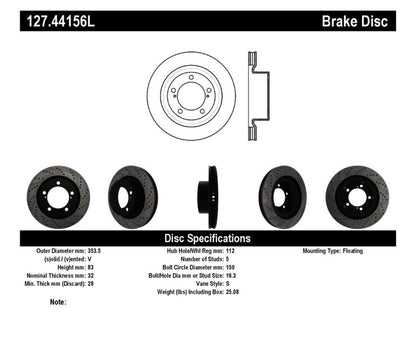 StopTech 07-09 Toyota Tundra / 08-09 Toyota Sequoia Front Left Slotted & Drilled Rotor