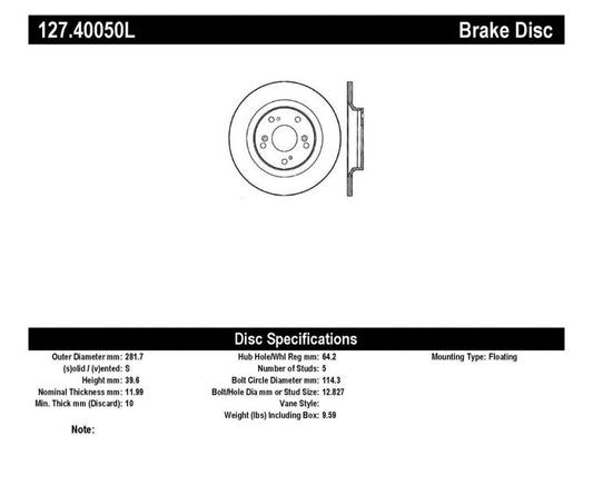 StopTech 00-09 S2000 Slotted & Drilled Left Rear Rotor