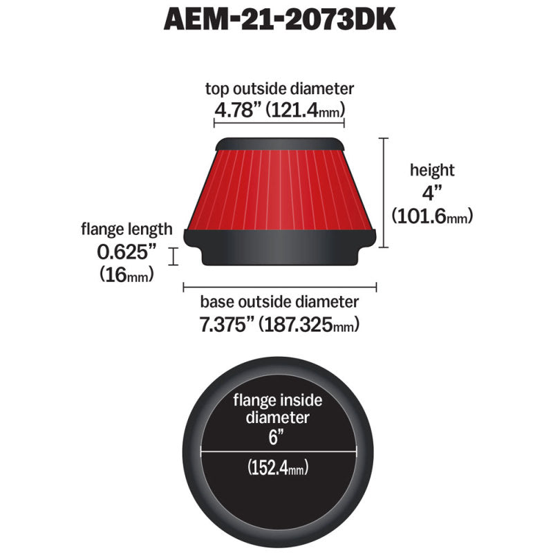 AEM 5 inch x 5 inch DryFlow Air Filter